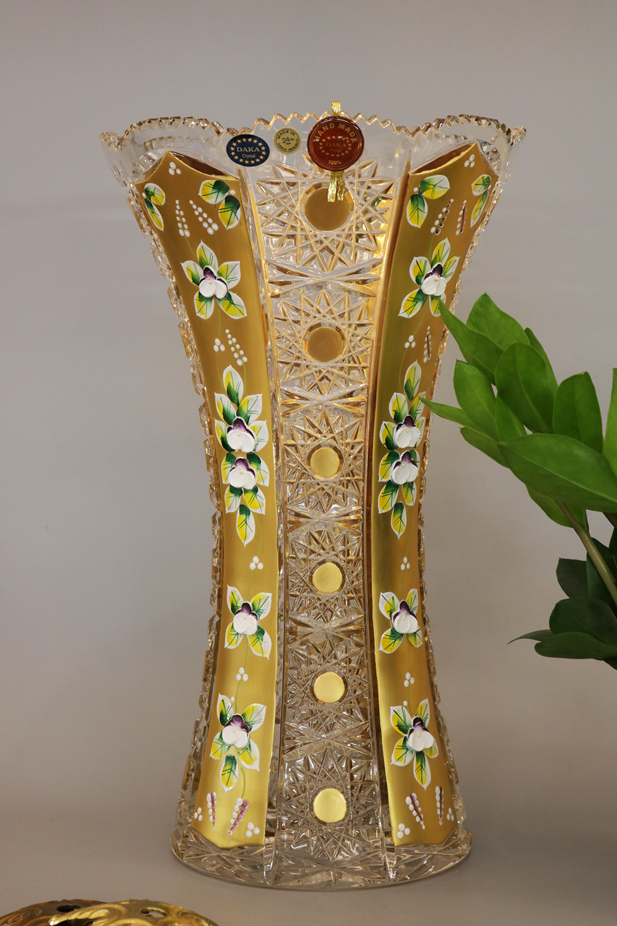 Lọ hoa pha lê mạ vàng 41cm