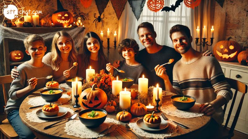 My family gathered around the dining table, each of us clutching a pumpkin ready to carve