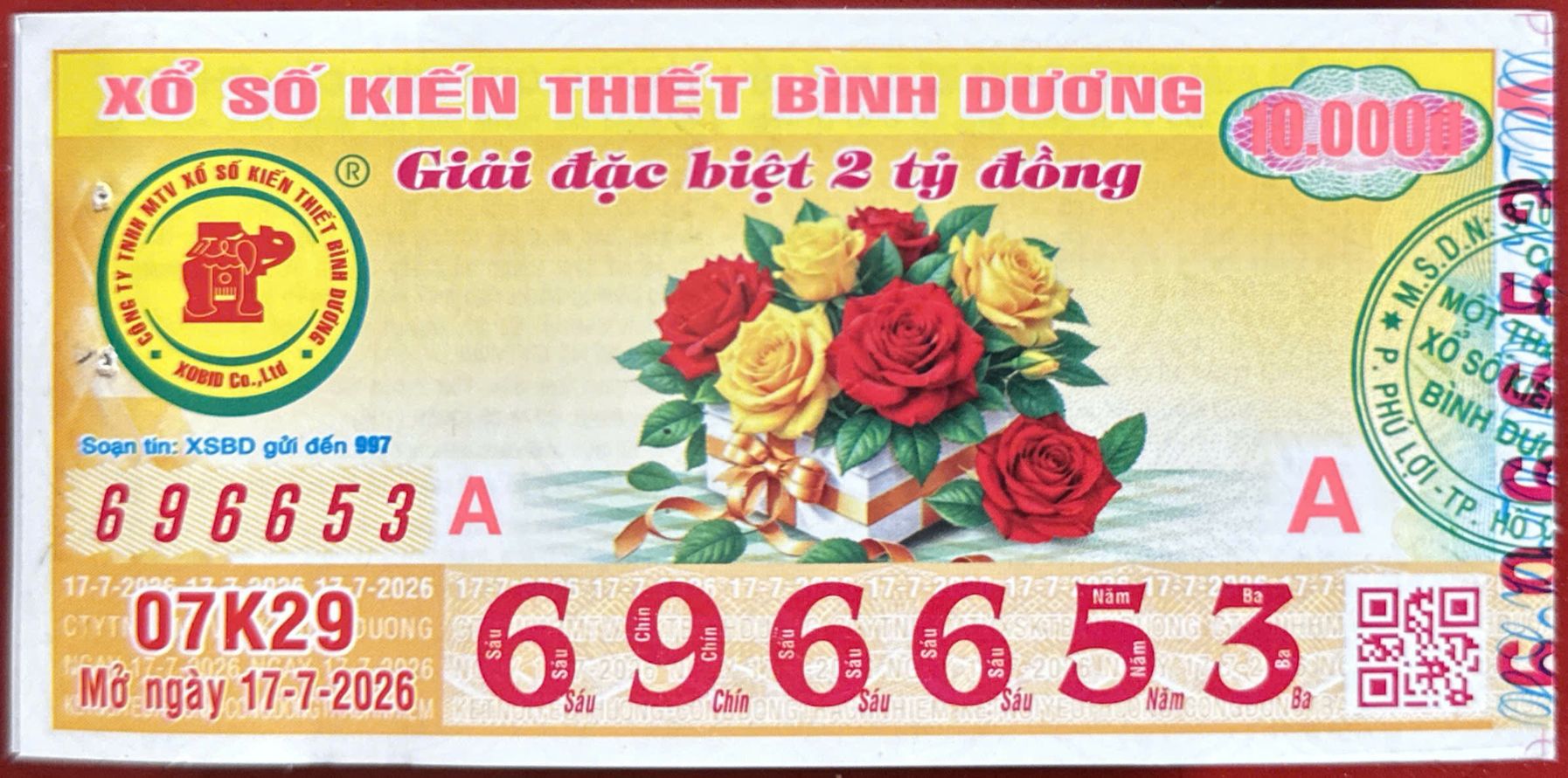 VÉ SỐ BÌNH DƯƠNG 17/07/2026