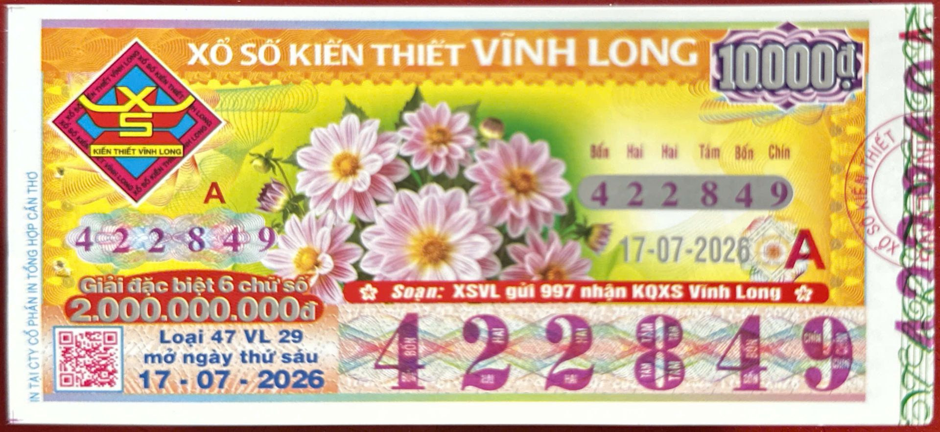 VÉ SỐ VĨNH LONG 17/07/2026
