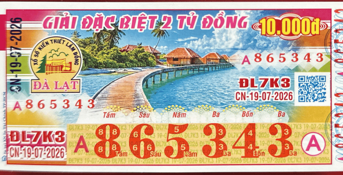 VÉ SỐ ĐÀ LẠT CHỦ NHẬT 19/07/2026