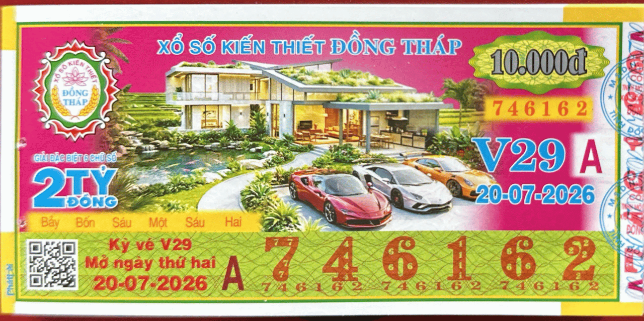 VÉ SỐ ĐỐNG THÁP THỨ 2 NGÀY 20/07/2026