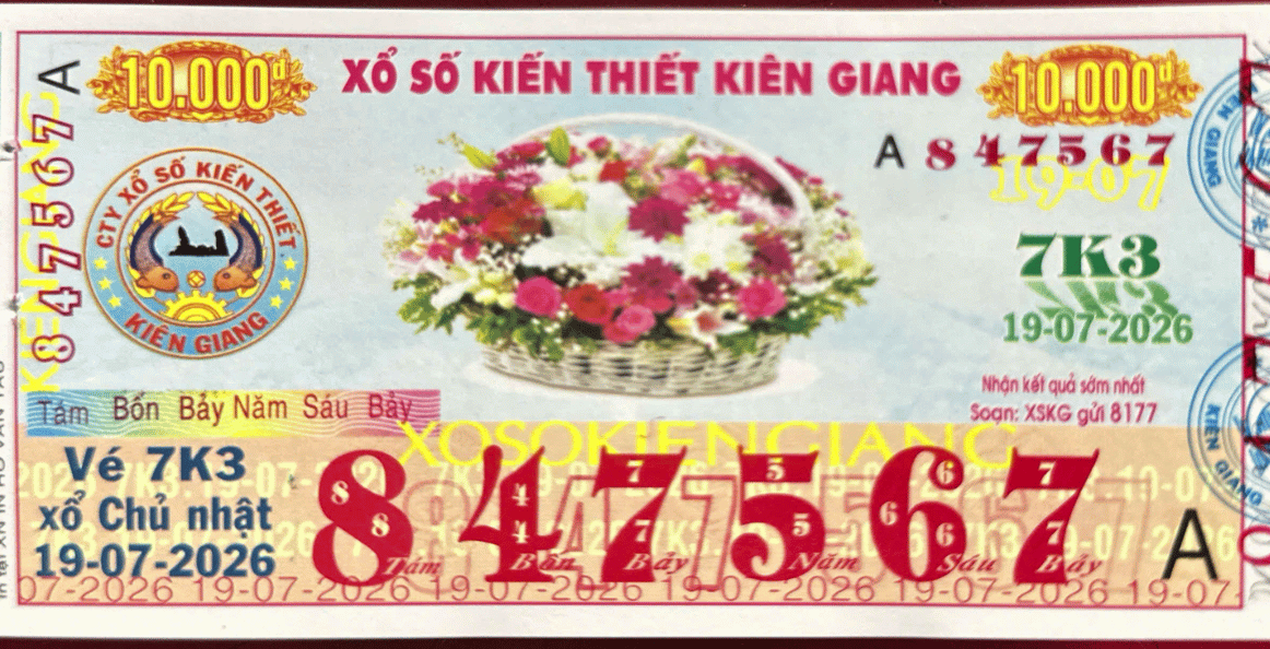 VÉ SỐ KIÊN GIANG CHỦ NHẬT 19/07/2026