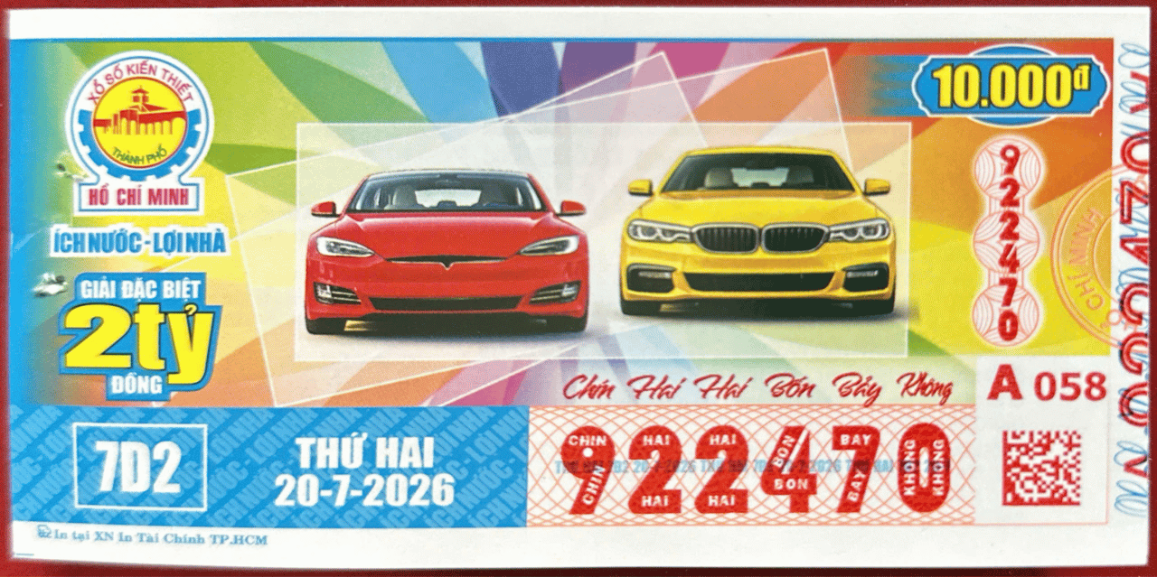 VÉ SỐ TPHCM THỨ 2 NGÀY 20/07/2026