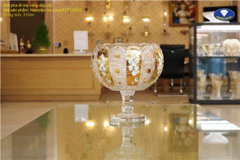 Bát pha lê mạ vàng đắp nổi