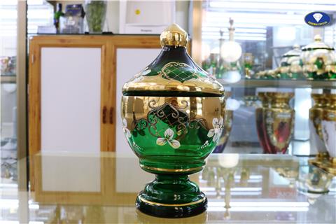 Âu nắp pha lê màu mạ vàng