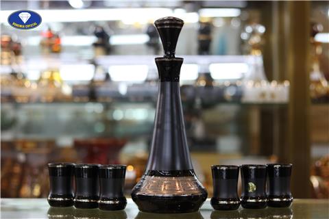 Ly cốc bộ bình pha lê màu đen chì