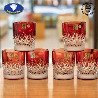 Bộ cốc pha lê hai da màu đỏ