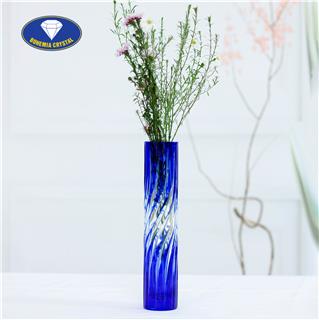 Lọ hoa pha lê màu xanh dương 20,5 cm